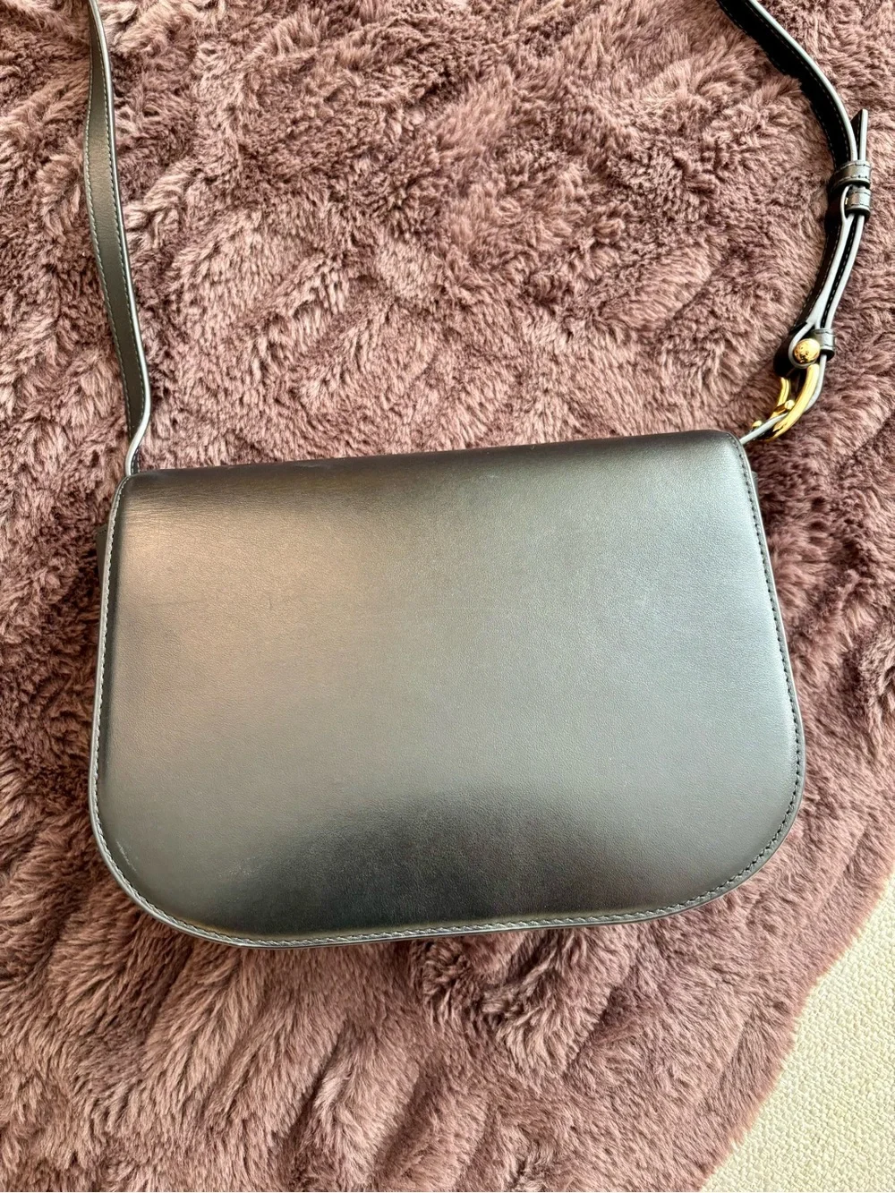 Furla Black Leather Crossbody with Gold Hardware